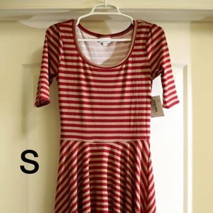 small striped red lularoe Nicole dress